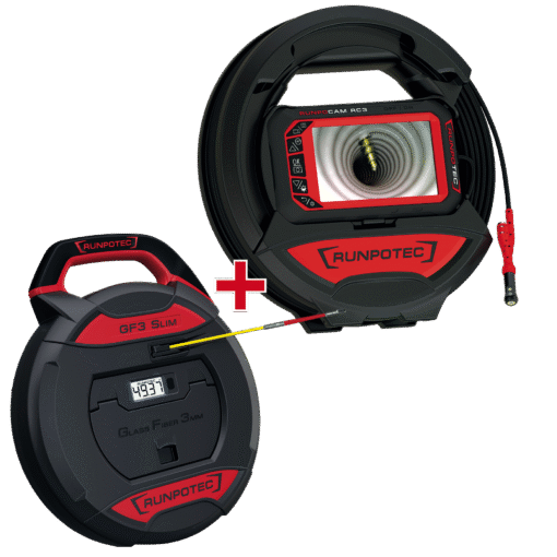 RC3 Câmara de Inspeção digital 15mt + GF3 Fibra de Vidro Ø3mm com contador digital 30mt